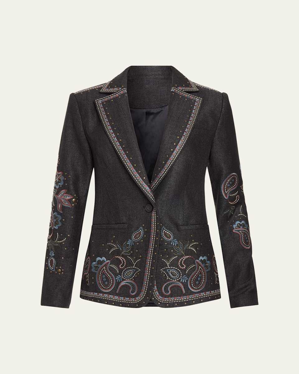 Laura Embroidered Denim Blazer